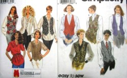 9862 8029 SIMPLICITY  2 BUTTON VESTS/  REVERSIBLE,  LS SHIRT PATTERNS 12-16